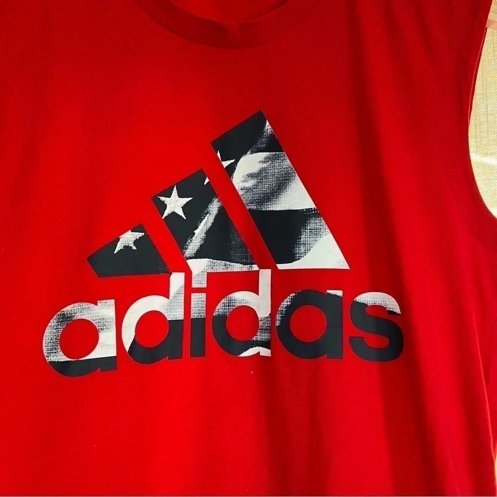 Adidas Red Americana Logo Tank with Contrast Stitching Size Small